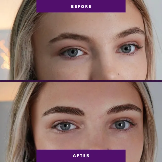 Natural-looking nano brows created with fine, hair-like strokes at Lilac Beauty in Sydney.